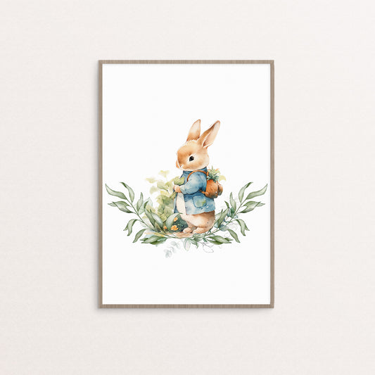 Little bunny picking herbs