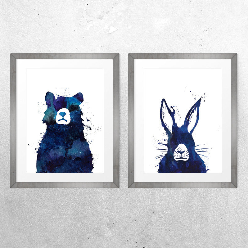 Bear & Hare PAIR - Print - One Tiny Tribe - 1
