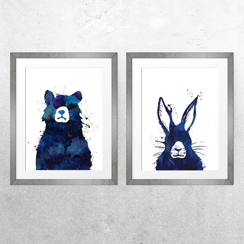 Bear & Hare PAIR - Print - One Tiny Tribe  - 1