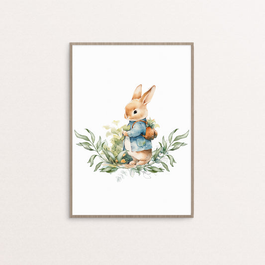 Little bunny picking herbs