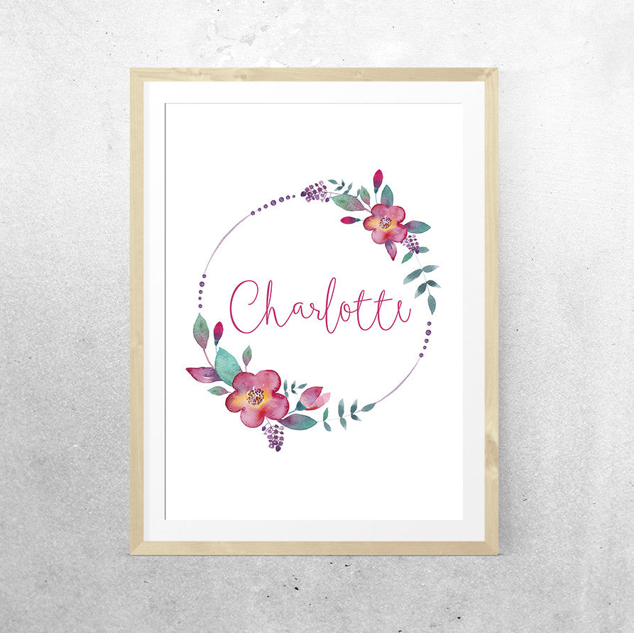 Personalised Girl's Name - Minimalist Floral Wreath (scs) - Special - One Tiny Tribe  - 1