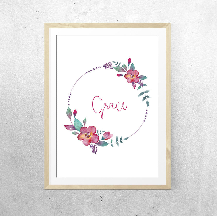 Personalised Girl's Name - Minimalist Floral Wreath (scs) - Special - One Tiny Tribe  - 2