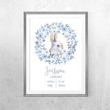 Personalised Baby Name - Blue Bunny - Print - One Tiny Tribe  - 2