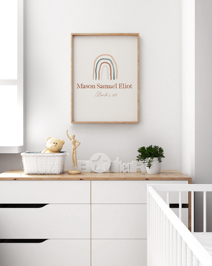 [Personalised] Rainbow Birth Printable