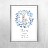Personalised Baby Name - Blue Bunny - Print - One Tiny Tribe  - 4