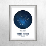 Constellations Birth Print - Personalised Zodiac - Print - One Tiny Tribe  - 1
